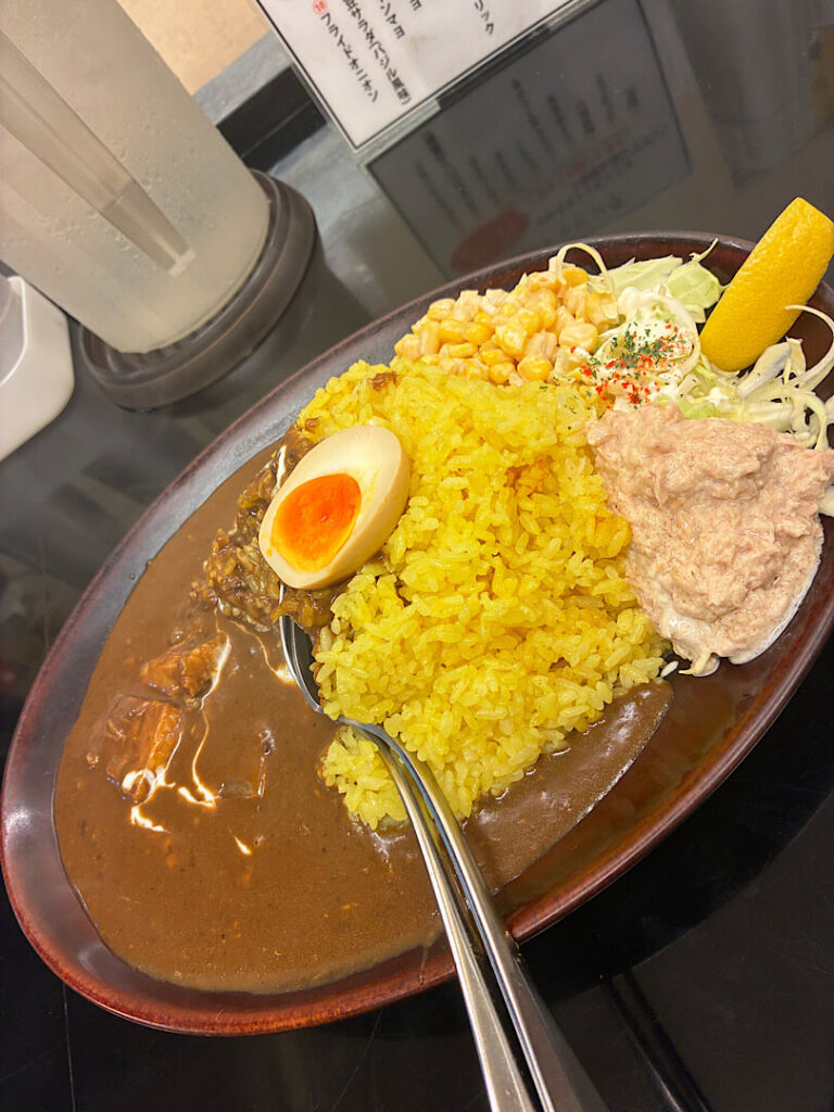 注文した、山盛りの黒カレー